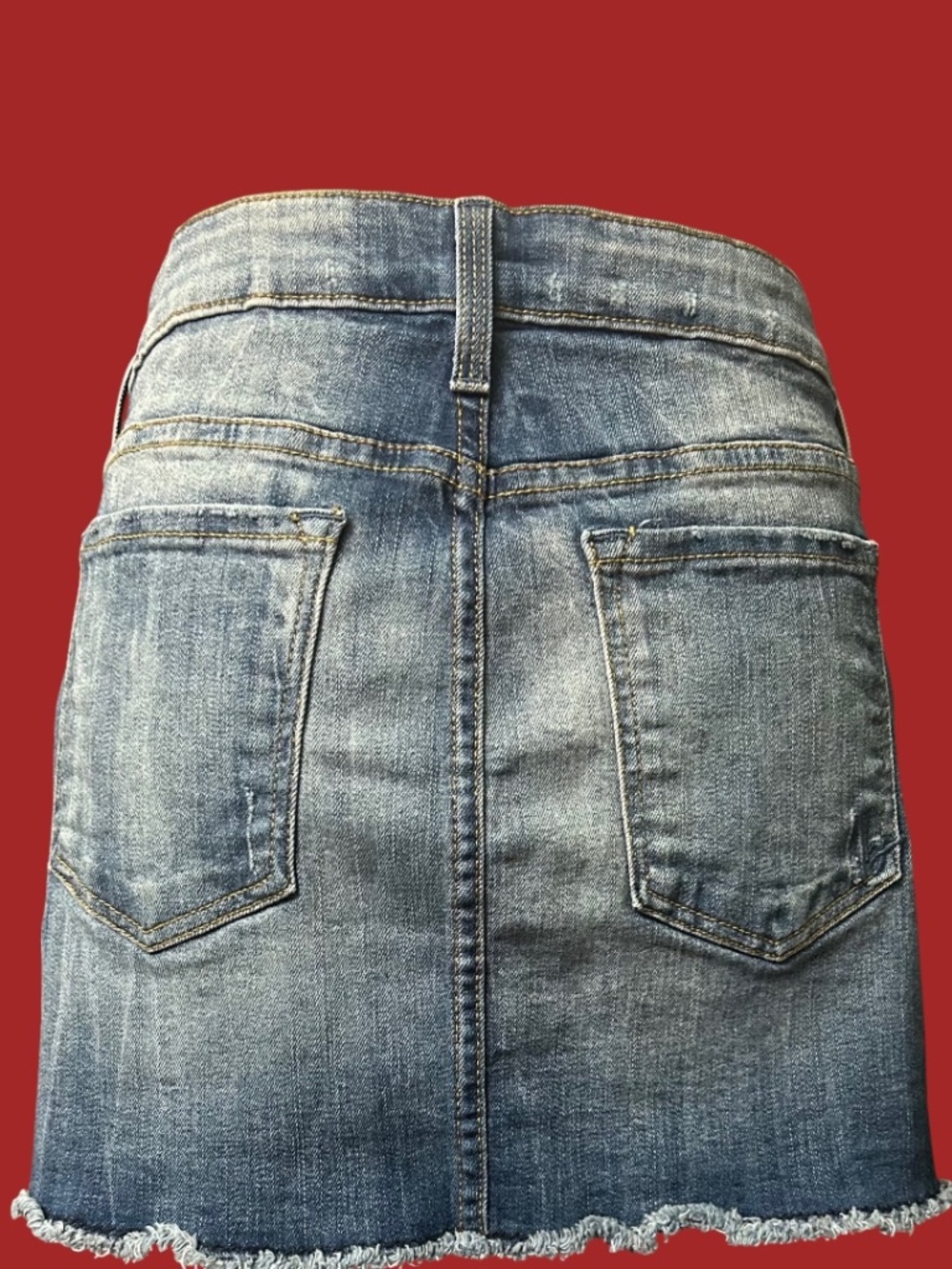 Bebe Distressed Denim Mini Skirt - Picture 2 of 3